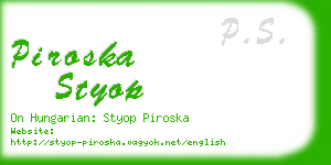 piroska styop business card